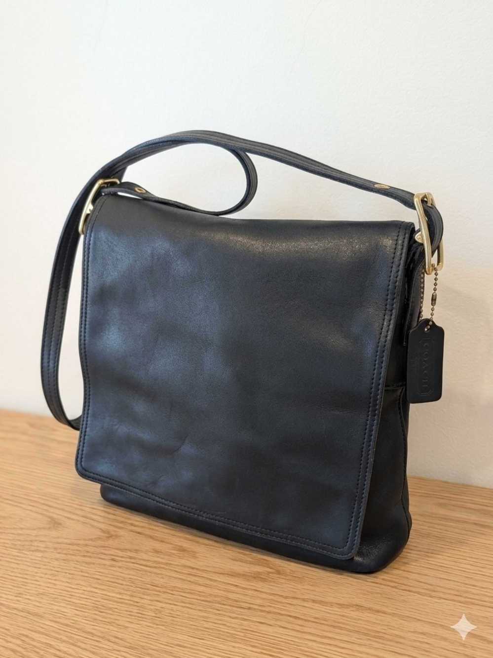 Vintage Coach Monterey Flap Bag Black Leather Crossbody